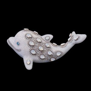 "CLEO" the Dolphin Sculpture featuring White Opal Swarovski Crystals